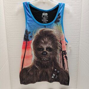 Star Wars Chewbacca Mens Womens Tank Top Sleeveless Sun Set Palm Vest S Small